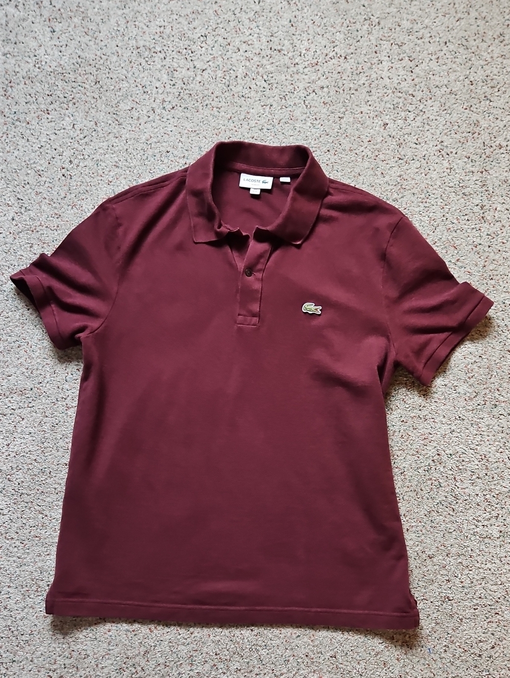 Lacoste Polo Shirt 100% Cotton Maroon Slim Fit XL
